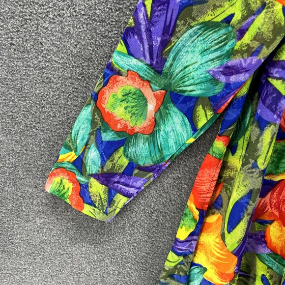 Vintage Sirena Top Plus Small Floral Blouse cover up Relaxed Tropical Hawaii Ope - Picture 16 of 16